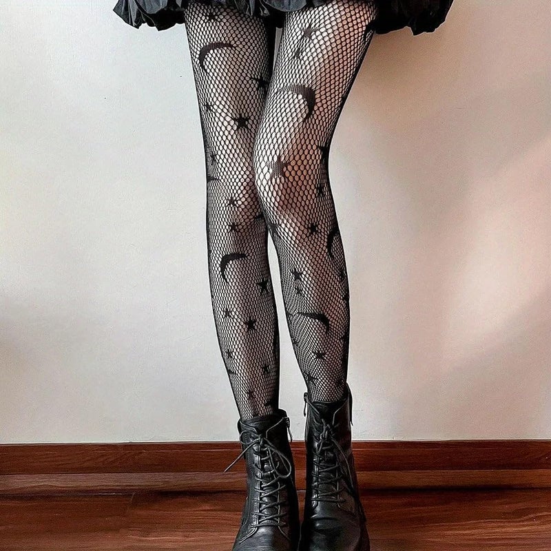 AIBFRID 3 Packs Halloween Pattern Tights for Women Black Lace Tights Fishnet Stockings Gothic Party Hosiery - Image 5